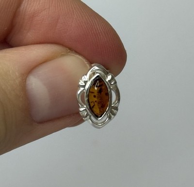 GENUINE AMBER EARRINGS with STERLING SILVER.Cognac Amber EARRINGS.Amber Studs