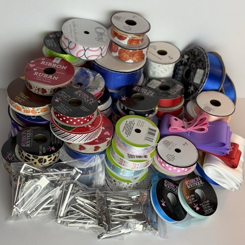 Mixed Lot Of Crafting/Hairbow Ribbons - Assorted Sizes/Colors/New/Pre-owned