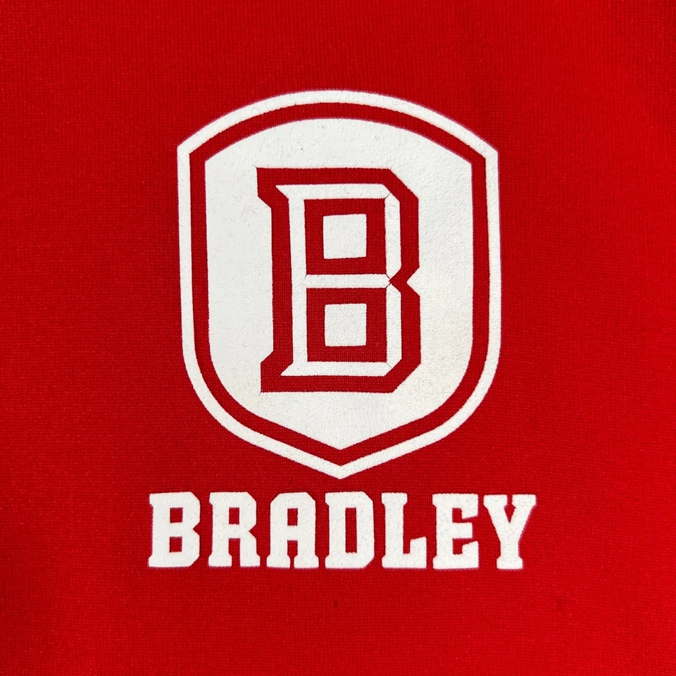 Bradley Braves Pullover Shirt Mens Medium Red Long Sleeve 1/4 Zip Under Armour - Image 3 of 4