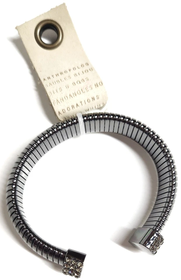 Brazalete Acanalado Anthropologie Pave Cristal Negro Tono Gunmetal Talla Única Nuevo con Etiquetas Foto 4 de 4