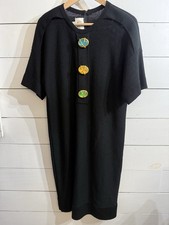 VTG Steve Fabrikant for Neiman Marcus Black Knit dress Wool Blend Size Large