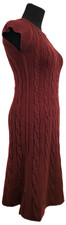 Size XS Stretchy Sweater Dress Calvin Klein Red Wine Wool Blend Cable Knit