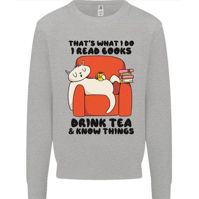 I Drink Tea and Know Things lustige Katze Herren Sweatshirt Pullover