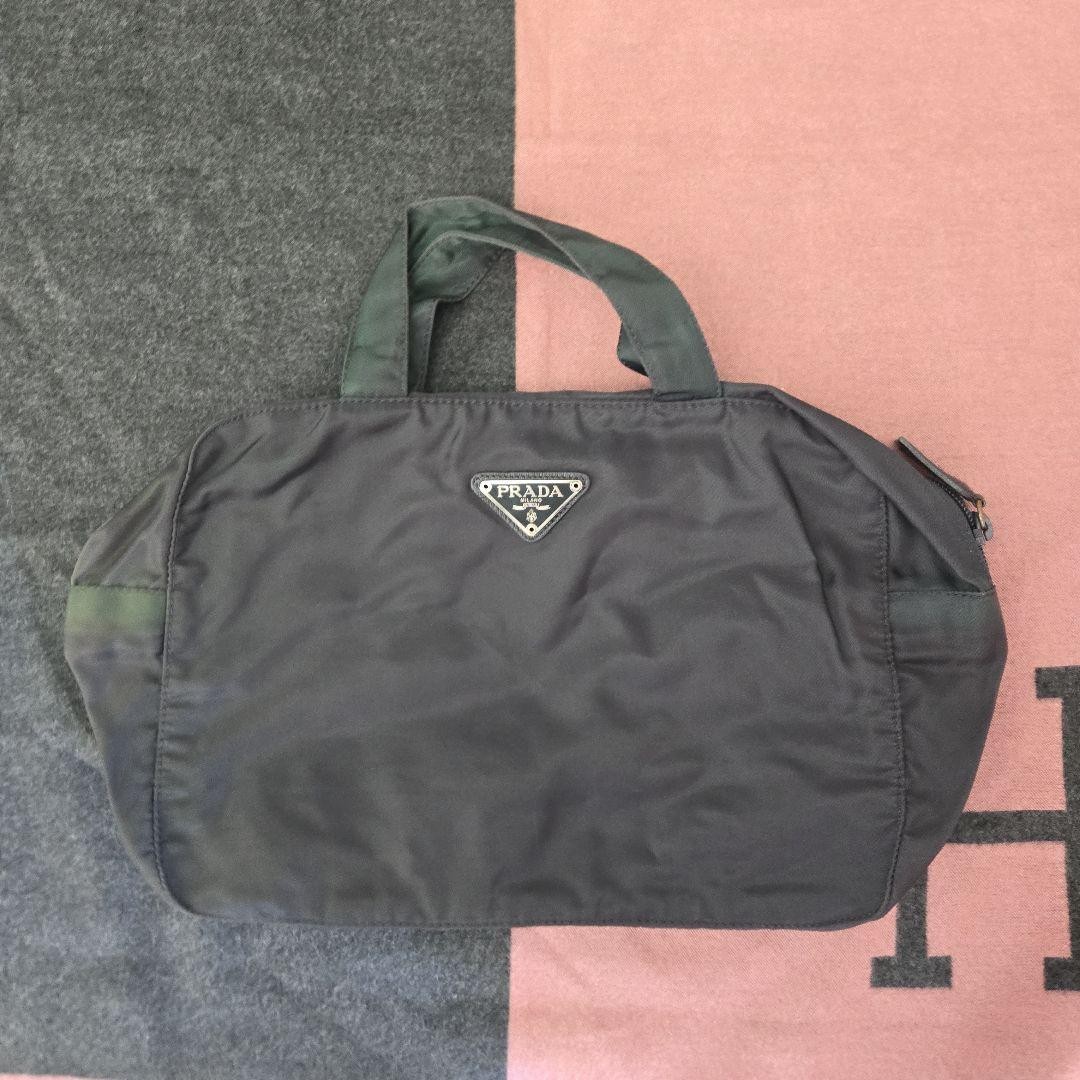 PRADA Khaki Nylon Mini Boston Bag Rare Drop