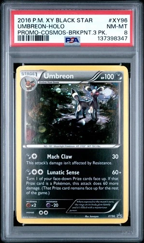 2016 POKEMON BLACK STAR PROMO UMBREON #XY96 HOLO FOIL PSA 8 NM #137398347