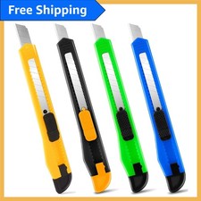 4-Pack Retractable Box Cutter with Snap-Off Blades - Perfect for Crafts & Office
