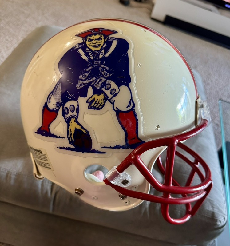 Old Logo New England Patriots Game Worn Riddell Helmet
