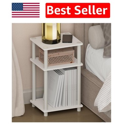 Functional White Nightstand with 3-Tier Open Shelves - Perfect for Any Room