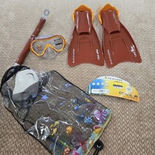 U.S. Divers Coral Jr Snorkel Set Kids Mask Fins Bag Orange Youth L/XL Never Used