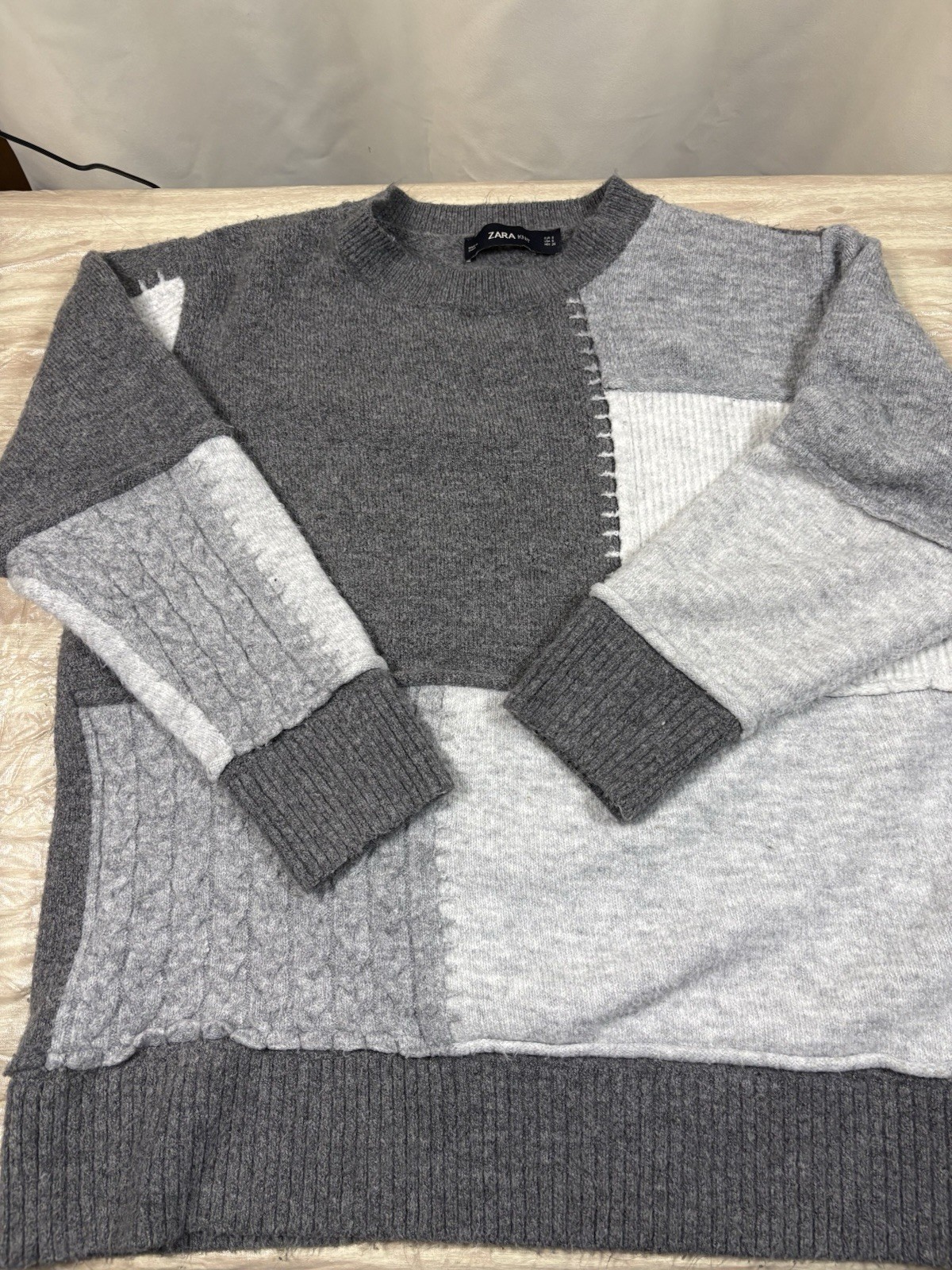 Zara Knit Oversized Patchwork  Pullover Sweater S… - image 1