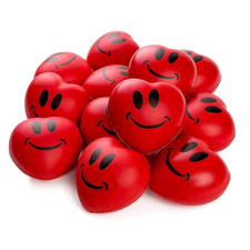 Heart Stress Balls - Valentines Day Red Hearts 3" Smile Face Squeeze Hearts Shap