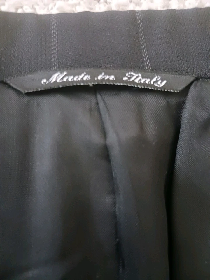 Chaqueta Traje Canali Para Hombre 42R Rayas Negras Doble Pecho 100% Lana Foto 3 de 4