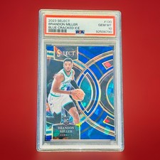 Brandon Miller PSA 10 Rookie Card Blue Ice Prizm 2023-24 Panini Select #130. rookie card picture