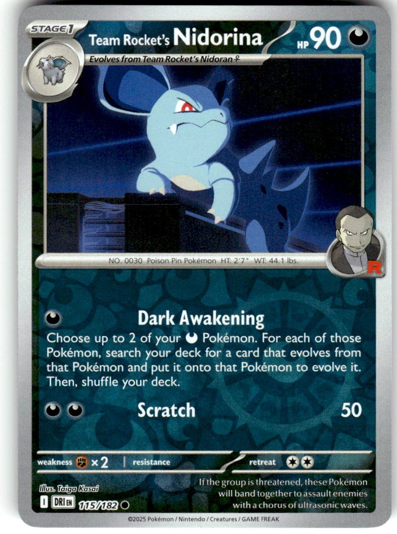 Team Rocket's Nidorina 115/182 Common Destined Rivals Pokemon Reverse Holo NM/M