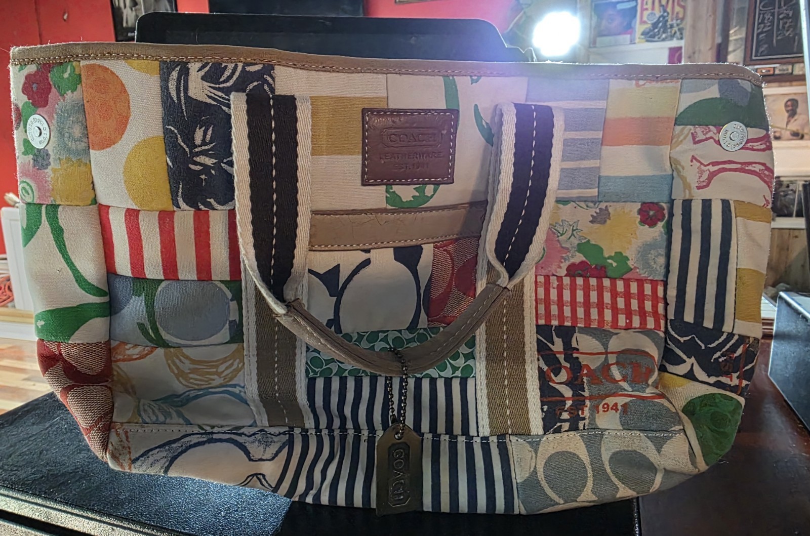 Coach Patchwork Multicolor Tote Bag with Logo & Z… - image 1