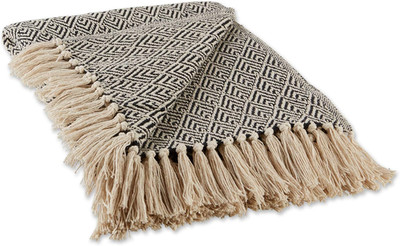 Diamond Throw Collection Cotton Woven, 50x60, Black