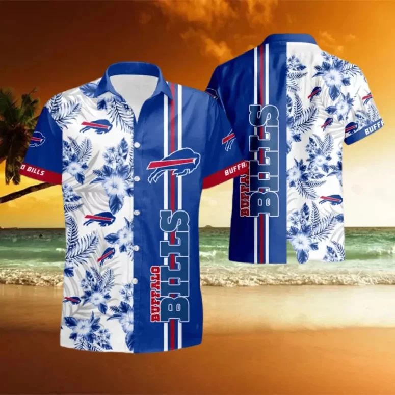 Buffalo Bills Tropical Stripe Hawaiian Shirt