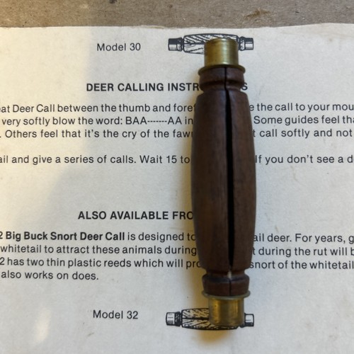 Vintage Early LOHMAN Mfg Mod 30 Bleat Deer Call w/Instructions - Picture 4 of 4