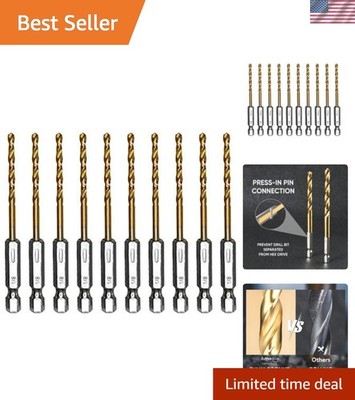 Durable Titanium HSS Drill Bits Set - Hex Shank, 10Pcs for Efficient Drilling