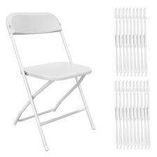 20 Pack White Plastic Folding Chairs Indoor Outdoor Portable 350LBS Capacity