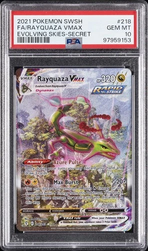 2021 POKEMON SWORD & SHIELD EVOLVING SKIES SECRET FULL ART/RAYQUAZA VMAX PSA 10