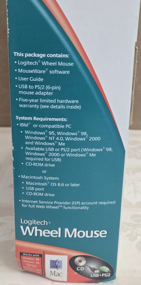 Logitech Wheel Mouse Optical USB PS2 PC & Mac For Microsoft Windows 2001 - Image 3 of 4
