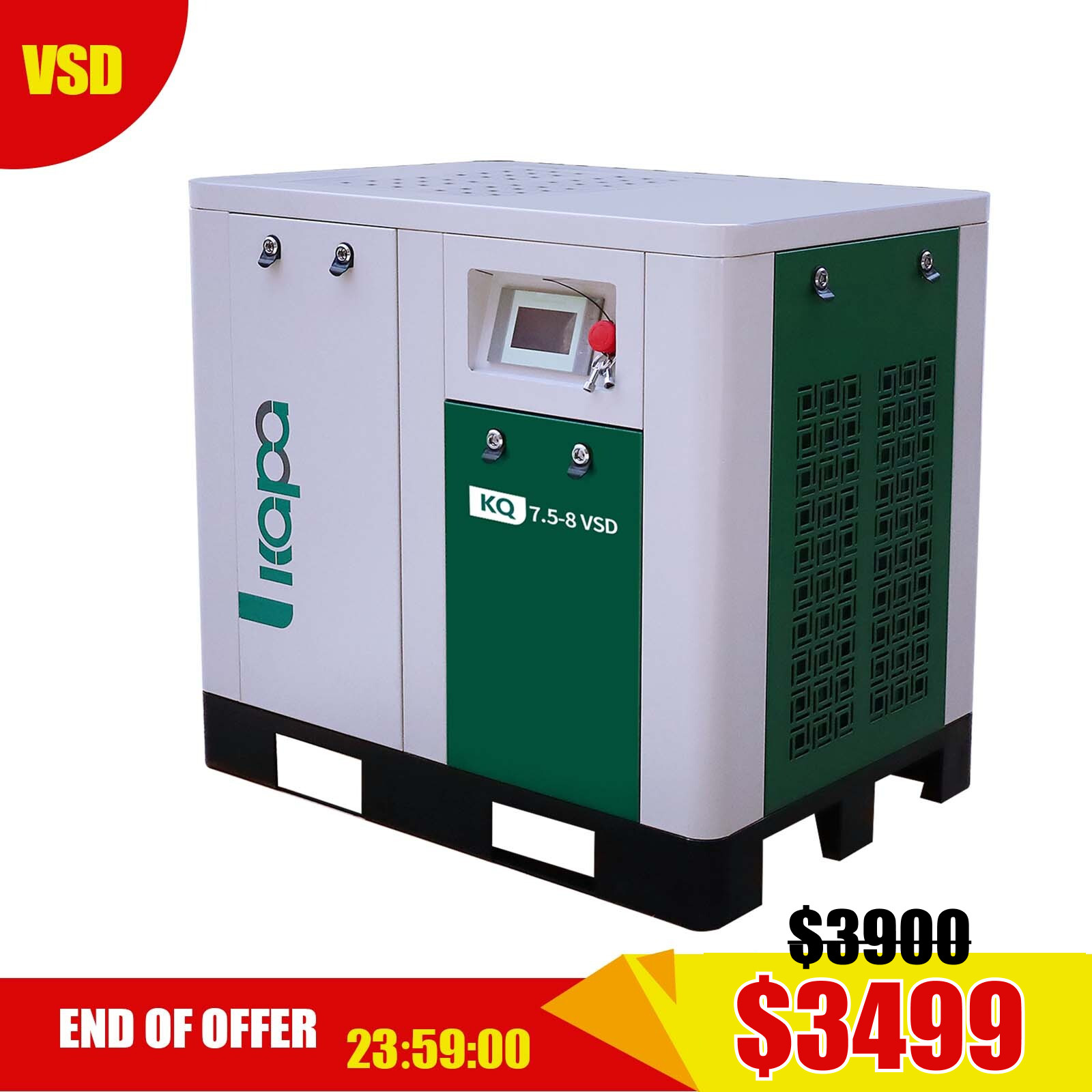 125psi 460v 10hp/7.5kw Tankless 38cfm