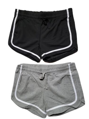 2 Pack Uratot Shorts Womens Large Cotton Sport Yoga Cycling Running Black Gray