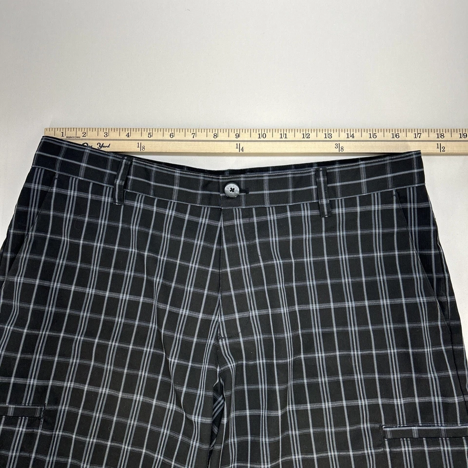 Pantalones Cortos de Carga Adidas Poliéster/Spandex Cremallera Frontal Plano Talla 34 Negro A Cuadros Foto 4 de 4