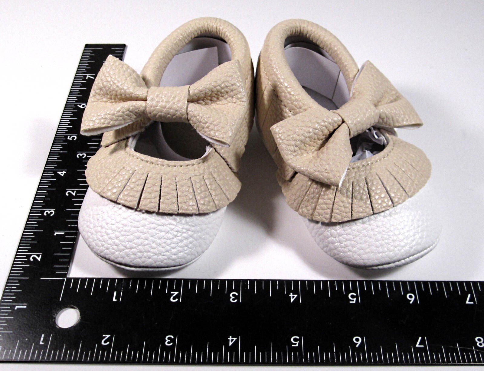 Beige US 5.5 Infant Toddler Baby Soft Sole Tassel Bowknot Mo