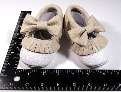 Beige US 5.5 Infant Toddler Baby Soft Sole Tassel Bowknot Moccasins Crib Shoes - Zdjęcie 1 z 4