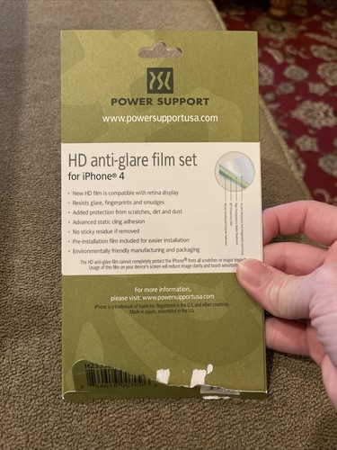 Power Support HD Anti-Glare Film Set Screen Protector for Apple iPhone 4 New (CM - Picture 2 of 2
