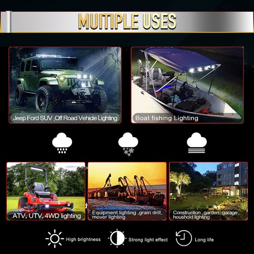 2x 7INCH 400W LED WORK LIGHT BAR SPOT OFFROAD ATV FOG TRUCK LAMP 4WD 12V 6" - Picture 7 of 8