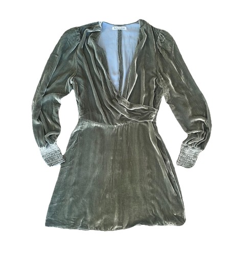 Reformation Gem Velvet Dress Artichoke Sage Green 8 Romantic Party Date Formal - Picture 9 of 15