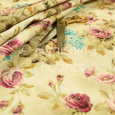 Feuerbehandelter bunt bedruckter Glitzer Velours Blumen lila Polsterstoff