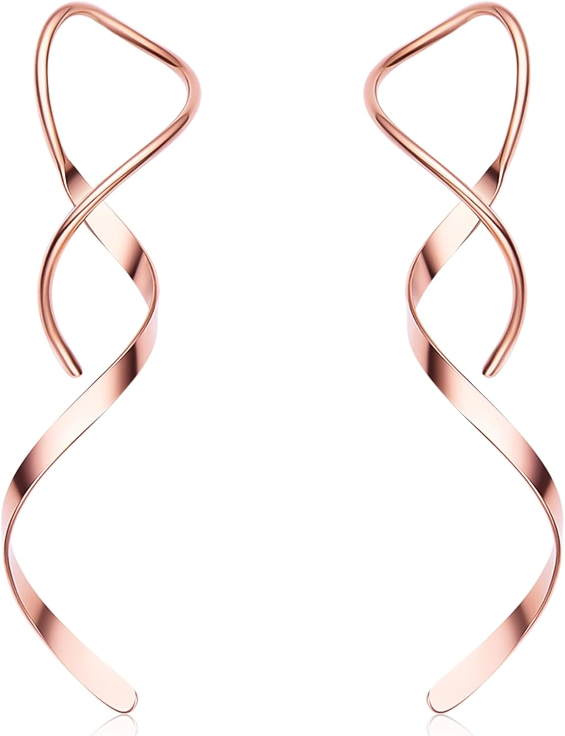 Hanreshe 4-Pair Handmade Twisted Spiral Threader Earrings for Women