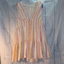 Free People Pink & Orange Stripe Fresh mini boho dress