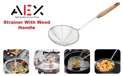 AEX Stainless Steel Spider Skimmer Ladle Mesh Strainer for Frying & Cooking