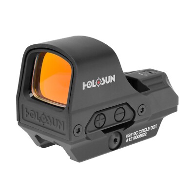 Holosun HS510C Multi-Reticle Red 2 MOA Dot & 65 MOA Circle - Solar Reflex Sight