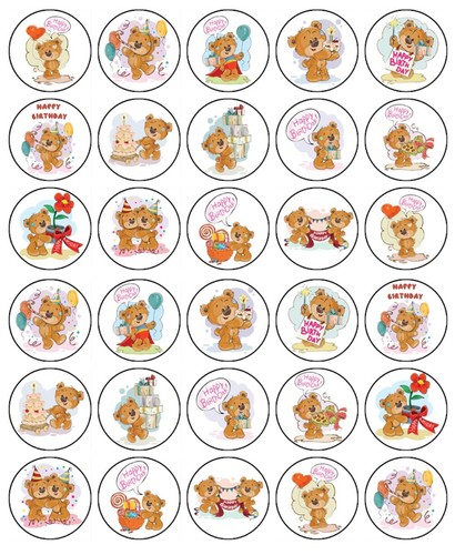 Teddy Bear 9th Birthday Edible Cupcake Toppers Wafer Cake Decoration (2 Designs) - Foto 4 di 4