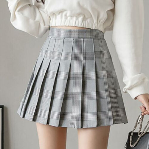 Women High Waist Skater Mini Flared Pleated Skirt Short Tennis Pencil Skirt Cute - Picture 21 of 26