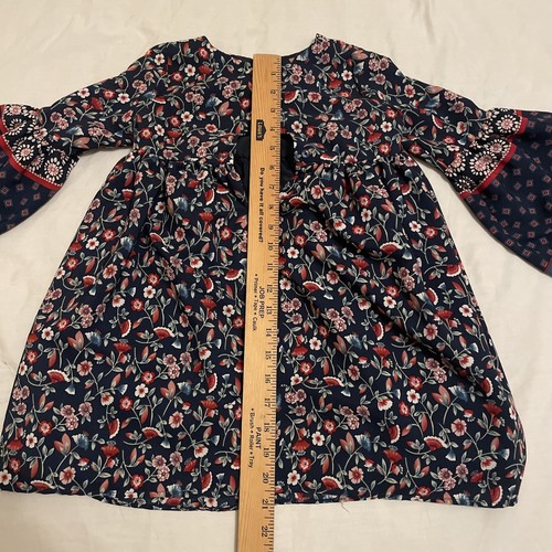 Pastourelle Pippa And Julie Girls Size 5 Blue Floral Bell Sleeves Boho Cottage - Picture 5 of 10