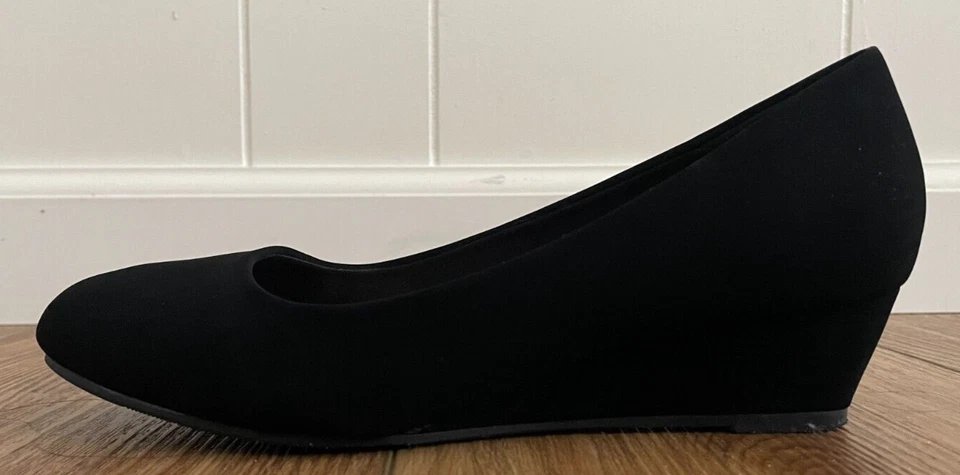 Zapatos Top Moda Comfort Para Mujer Negros Formales Tacón Medio Cuña Talla 7 EE. UU. Foto 4 de 4