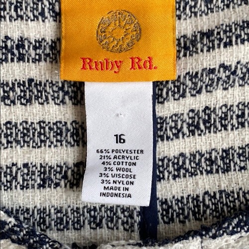 Ruby Rd blue white nautical stripe textured jacket size 16 - Picture 9 of 12