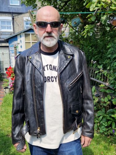 Vintage Aero Leather Motorcycle Jacket Front Quarter Horsehide 42 Black - Picture 3 of 18