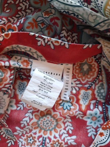 Pair of Pottery Barn King Size Red & Blue Jordana Paisley Pillow Shams - Picture 7 of 13