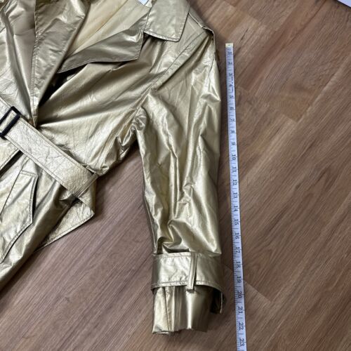 Vintage 1980s Christian Dior Gold Metallic Size 6 Trench Coat Luxury David Bowie - Picture 17 of 24