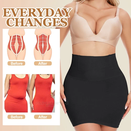 2 in 1 High Waist Shapewear Half Slip Tummy Control Skirt Body Shaper Underdress - Picture 7 of 23
