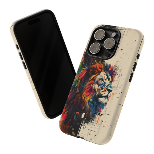 Phone Case for iPhone, Pixel, Galaxy - Lion Retro Abstract Colorful Cover - Picture 9 of 191