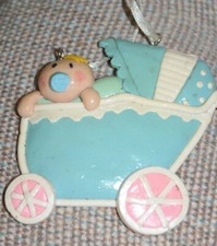 Baby Boy Ornament in Carriage NEW Fast Shipping
